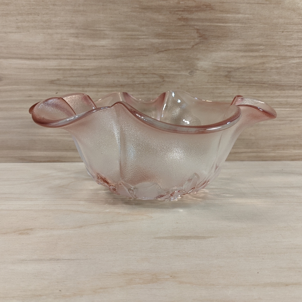 Mikasa Walther Rosella Pink Roses Frosted Glass Fruit Salad Bowl